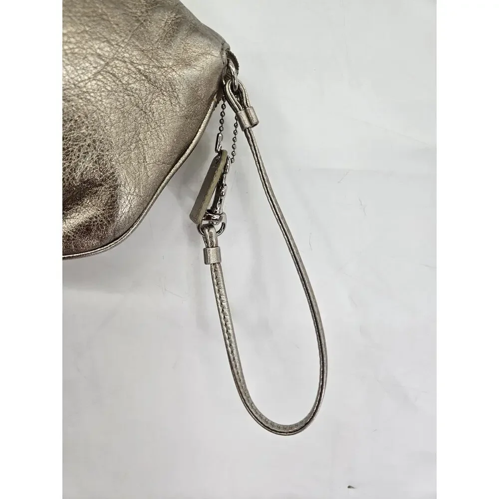 Coach Madison Metallic Embossed Leather Small Wristlet Bag Purse Elegant